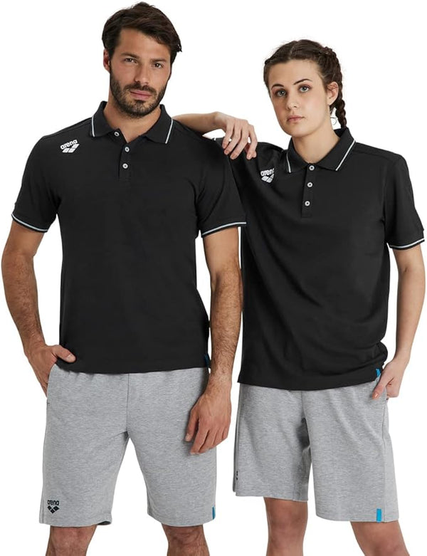 POLO ARENA TEAM POLOSHIRT SOLID COTTON NUOTO TRAINING BLACK NERA