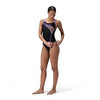 COSTUME DONNA PISCINA SPEEDO NUOTO INTERO MEDLEY LOGO BLACK VIOLA ORANGE