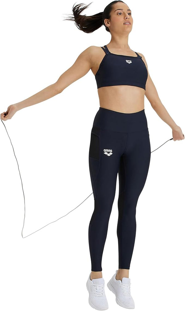 PANTALONI LEGGINGS ARENA PANTALONE TIGHT PANEL DONNA TRAINING PALESTRA BLU