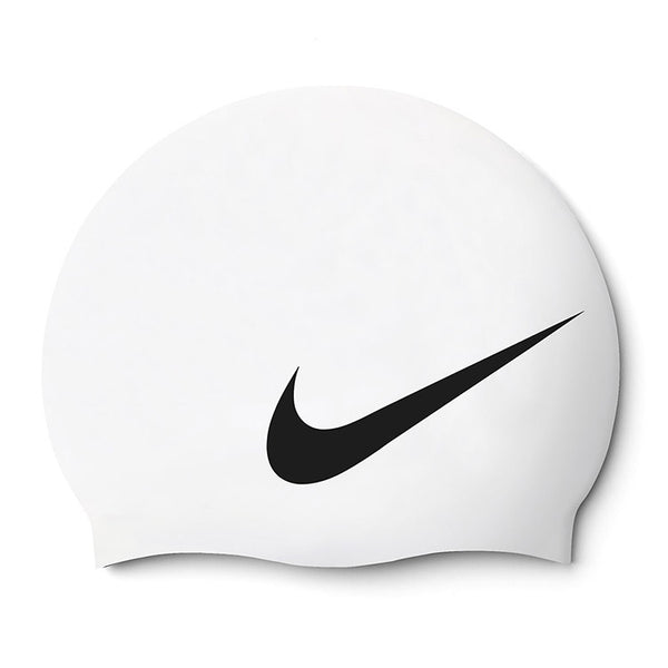 CUFFIA PISCINA NUOTO NIKE SWIM CAP SILICONE BIG SWOOSH BIANCA