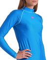 MAGLIA ARENA DONNA TERMICA NUOTO PISCINA MARE RASH VEST UV AZZURRA