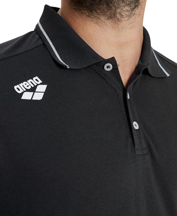 POLO ARENA TEAM POLOSHIRT SOLID COTTON NUOTO TRAINING BLACK NERA