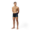 BOXER UOMO SPEEDO COSTUME DA BAGNO ALTO DUO LOGO NERO AZZURRO