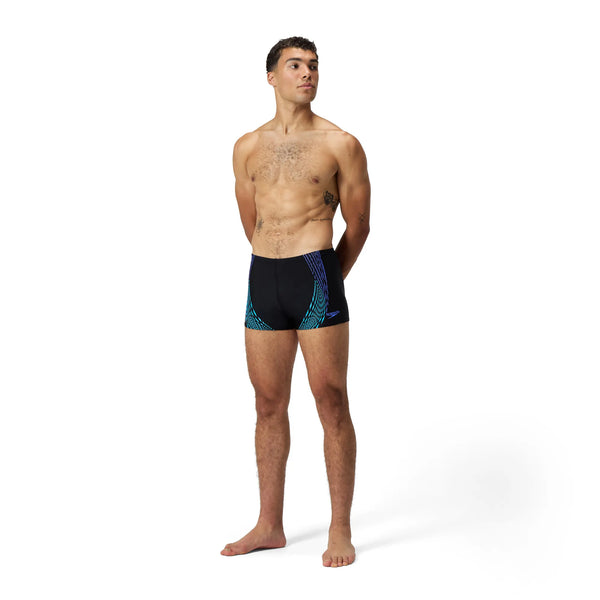 BOXER UOMO SPEEDO COSTUME DA BAGNO ALTO DUO LOGO NERO AZZURRO