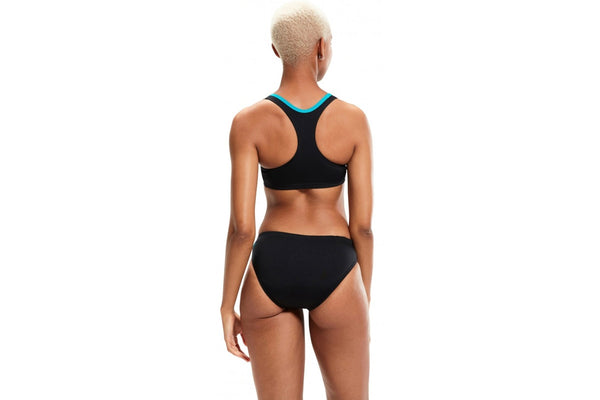 COSTUME BIKINI SPEEDO 2 PEZZI DONNA FASCIA PISCINA NUOTO NERO COLORATO