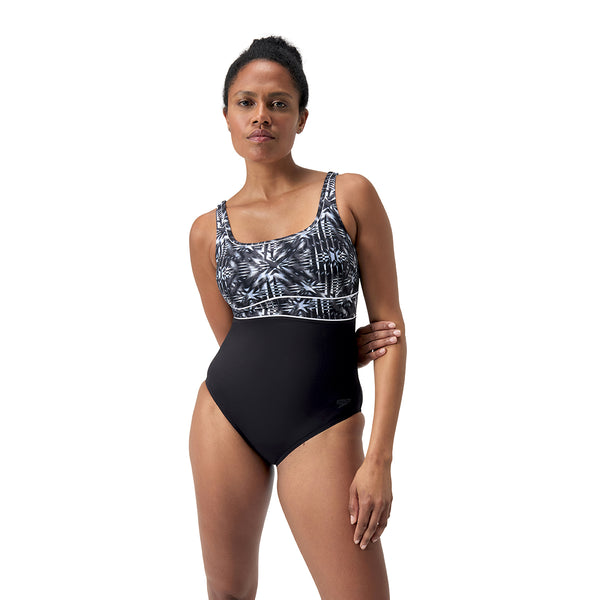 SPEEDO SWIMMING POOL SWIMSUIT FOR LADY NEW CONTOUR ECLIPSE BLACK AND WHITE