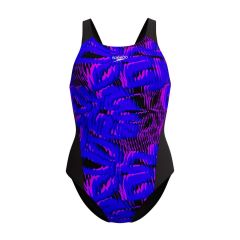 COSTUME DONNA PISCINA SPEEDO NUOTO INTERO ALLOVER DIGITAL BLU VIOLA