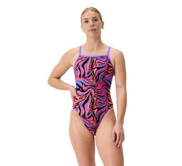 COSTUME DONNA PISCINA SPEEDO NUOTO INTERO SPALLINA STRETTA FL PRINTED TURNBACK AF
