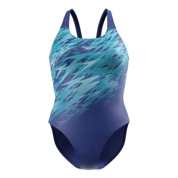 COSTUME DONNA PISCINA SPEEDO INTERO HYPERBOOM NUOTO BLU