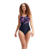 COSTUME DONNA PISCINA SPEEDO NUOTO INTERO NERO VIOLA HYPERBOOM