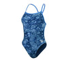 COSTUME DONNA PISCINA SPEEDO INTERO SPALLINA STRETTA BANDANA BLU