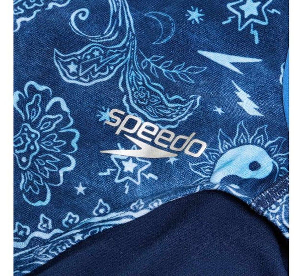 COSTUME DONNA PISCINA SPEEDO INTERO SPALLINA STRETTA BANDANA BLU