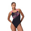 COSTUME DONNA PISCINA SPEEDO NUOTO INTERO MEDLEY LOGO MEDALIST ONE PIECE NERO/ROSA