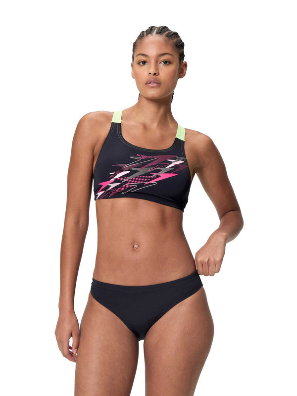 COSTUME BIKINI SPEEDO 2 PEZZI DONNA FASCIA PISCINA NUOTO NERO