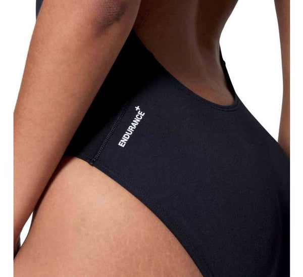 COSTUME DONNA PISCINA SPEEDO NUOTO INTERO SPALLINA ENDURANCE+ LOGO THINSTRAP ONE PIECE BLACK
