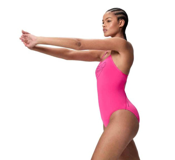 COSTUME DONNA PISCINA SPEEDO NUOTO INTERO SPALLINA ENDURANCE+ LOGO THINSTRAP ONE PIECE PINK