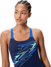 COSTUME DONNA PISCINA SPEEDO NUOTO INTERO MEDLEY LOGO MEDALIST ONE PIECE NAVY/BLU