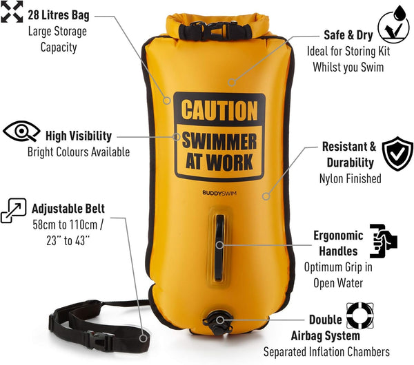 SET BOA ACQUE LIBERE  DRYBAG BUOY CSW 28 LITRI YELLOW GIALLO FLUO