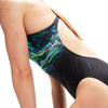 COSTUME DONNA PISCINA SPEEDO NUOTO INTERO NERO FANTASIA