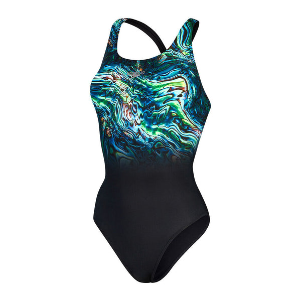 COSTUME DONNA PISCINA SPEEDO NUOTO INTERO NERO FANTASIA