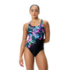 COSTUME DONNA PISCINA SPEEDO NUOTO INTERO FL PLACEMENT PRINTED POWERBACK