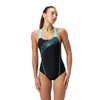 COSTUME DONNA PISCINA SPEEDO NUOTO INTERO NERO CELESTE ONE PIECE