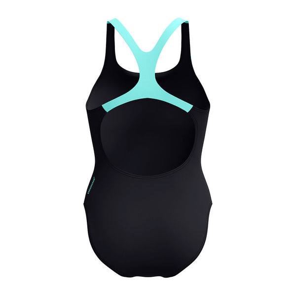 COSTUME DONNA PISCINA SPEEDO NUOTO INTERO NERO CELESTE ONE PIECE