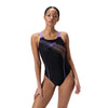 COSTUME DONNA PISCINA SPEEDO NUOTO INTERO MEDLEY LOGO BLACK VIOLA ORANGE