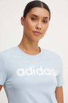 T SHIRT ADIDAS MAGLIA DONNA FITNESS AZZURRA LOGO BIANCO