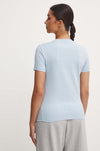 T SHIRT ADIDAS MAGLIA DONNA FITNESS AZZURRA LOGO BIANCO