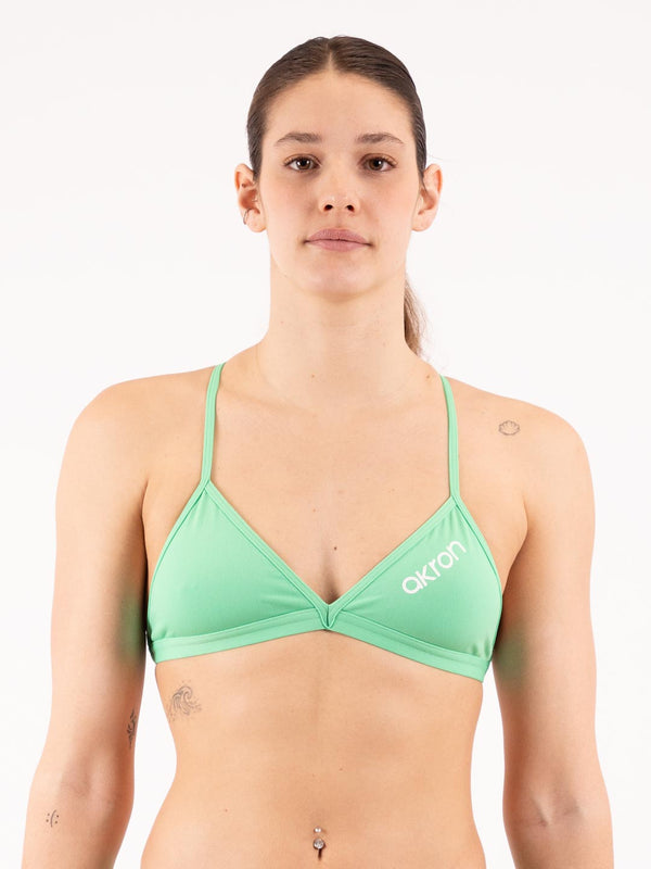 COSTUME 2 PEZZI DONNA AKRON NUOTO PISCINA BIKINI TRIANGOLO VERDE