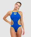 COSTUME ARENA DONNA ONE BIG LOGO COSTUME INTERO PISCINA BLU