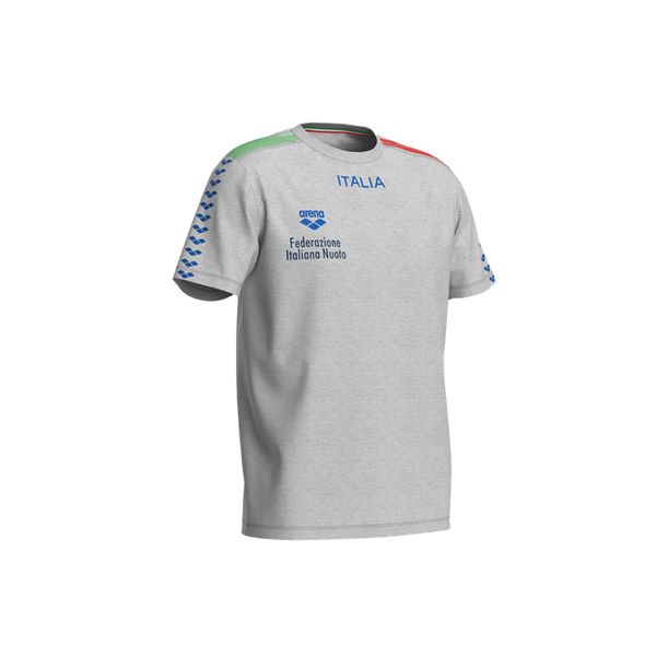 MAGLIA NAZIONALE ARENA ITALIA NUOTO T SHIRT FIN TEAM STRIPE TRAINING GRIGIA