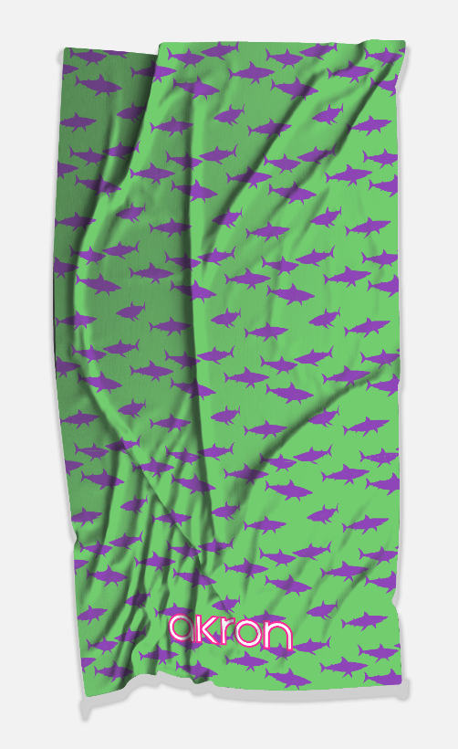 TELO PALESTRA AKRON ITALIA TELI MICROSPUGNA PISCINA PALESTRA MARE TOWEL FANTASIA SQUALI