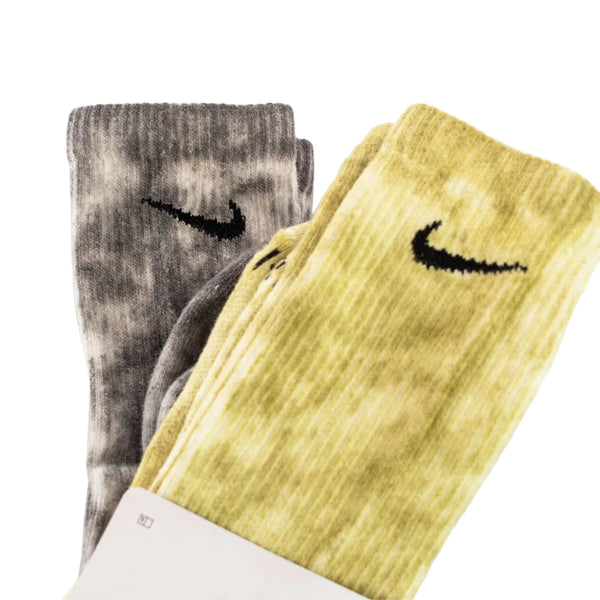 CALZE NIKE 2 PAIA COPPIA TIE DYE RUNNING TRAINING FITNESS SOCKS GRIGIO VERDONE