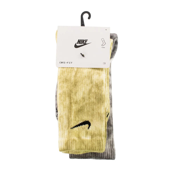 CALZE NIKE 2 PAIA COPPIA TIE DYE RUNNING TRAINING FITNESS SOCKS GRIGIO VERDONE