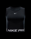 TOP NIKE CANOTTA CORTA CROP WOMAN DRI-FIT FITNESS WOD NERO