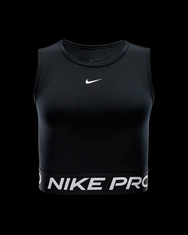 TOP NIKE CANOTTA CORTA CROP WOMAN DRI-FIT FITNESS WOD NERO