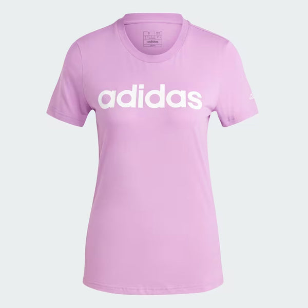 T SHIRT ADIDAS MAGLIA DONNA FITNESS VIOLETTO LOGO BIANCO