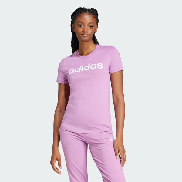 T SHIRT ADIDAS MAGLIA DONNA FITNESS VIOLETTO LOGO BIANCO