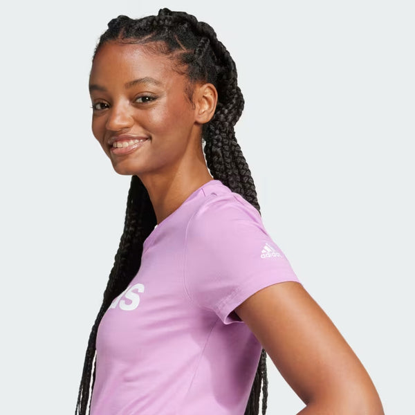 T SHIRT ADIDAS MAGLIA DONNA FITNESS VIOLETTO LOGO BIANCO