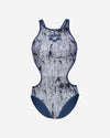 COSTUME ARENA DONNA ONE LACQUER COSTUME INTERO PISCINA TECH BACK BLU BIANCO
