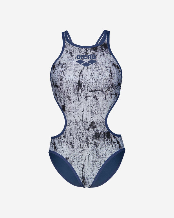 COSTUME ARENA DONNA ONE LACQUER COSTUME INTERO PISCINA TECH BACK BLU BIANCO