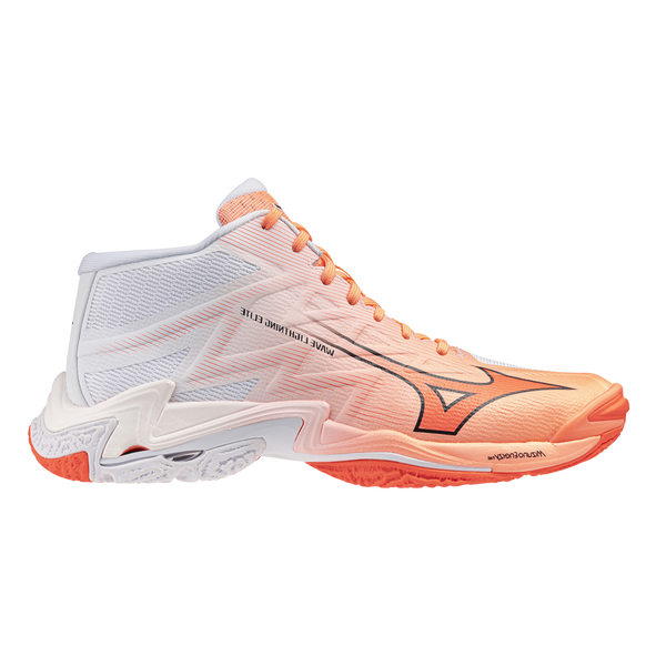 MIZUNO WAVE LIGHTING ELITE MID SCARPE PALLAVOLO WHITE ORANGE