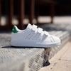 SCARPE BIMBO BIMBA ADIDAS ADVANTAGE CHILDREN CON STRAPPI BIANCO VERDE