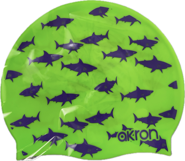 CUFFIA PISCINA AKRON SILICONE SWIM CAP BE WATER CUFFIE NUOTO LANDO SHARK