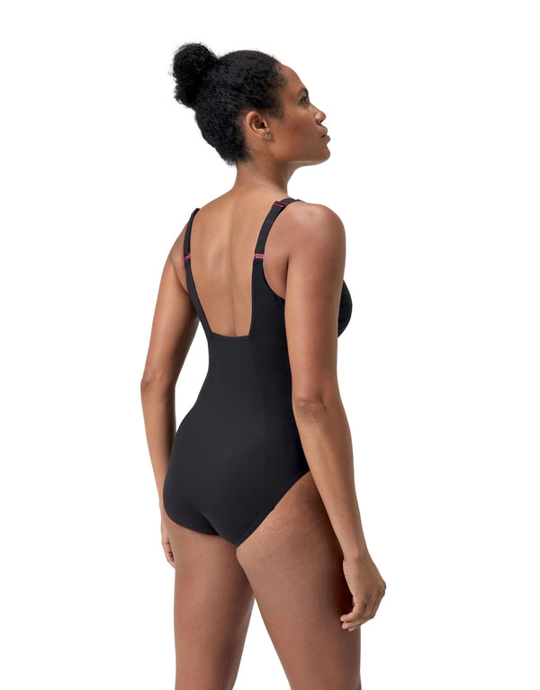 SPEEDO SWIMMING POOL SWIMSUIT FOR LADY NEW CONTOUR ECLIPSE BLACK AND WHITE