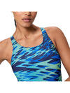 COSTUME DONNA PISCINA SPEEDO NUOTO INTERO HYPERBOOM PRINT MEDALIST BLU