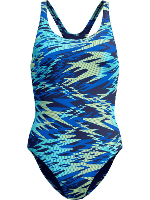COSTUME DONNA PISCINA SPEEDO NUOTO INTERO HYPERBOOM PRINT MEDALIST BLU