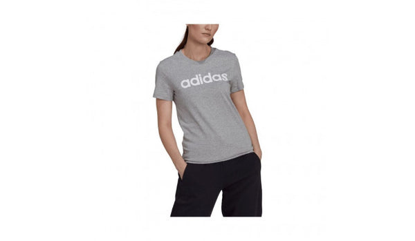 T SHIRT ADIDAS MAGLIA DONNA PALESTRA ESSENTIALS LOGO GRIGIA